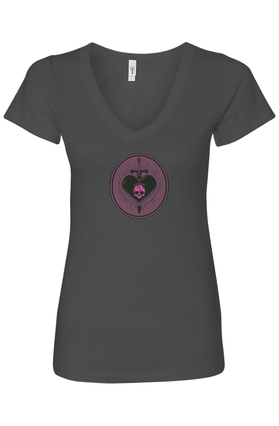 OSR Dagger Skull Heart Womens Ideal V-Neck