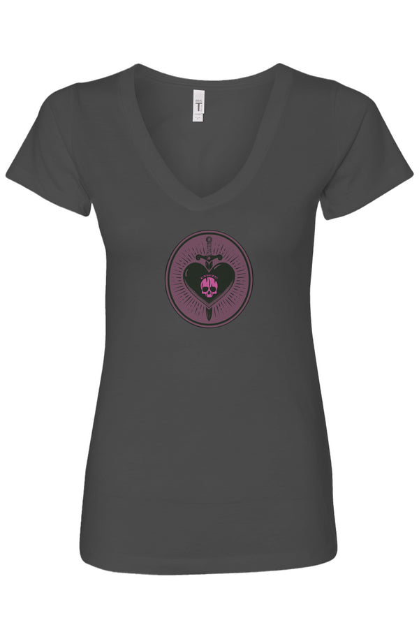 OSR Dagger Skull Heart Womens Ideal V-Neck