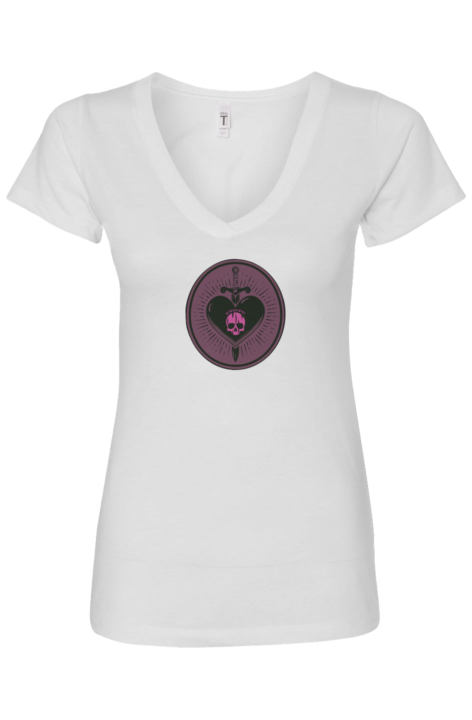 OSR Dagger Skull Heart Womens Ideal V-Neck