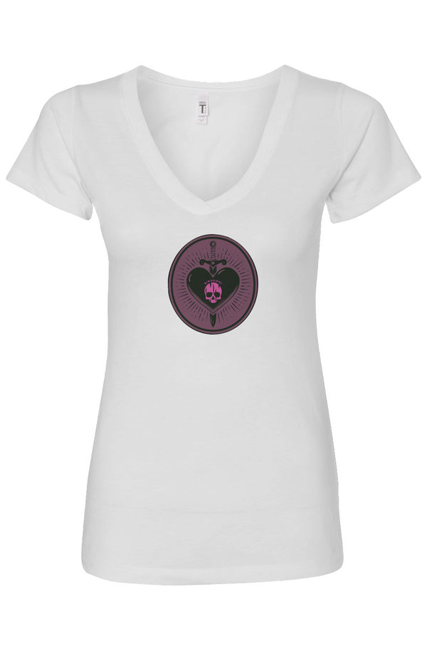 OSR Dagger Skull Heart Womens Ideal V-Neck