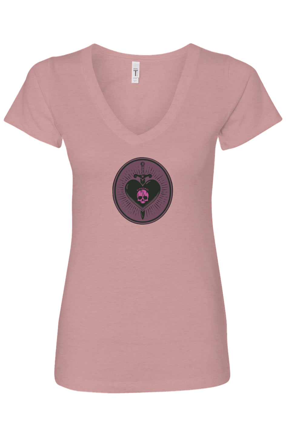 OSR Dagger Skull Heart Womens Ideal V-Neck